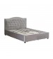 Emily Grey Velvet Padded Upholstery High Quality Slats MDF Drawers with Wheels Queen Bed Frame